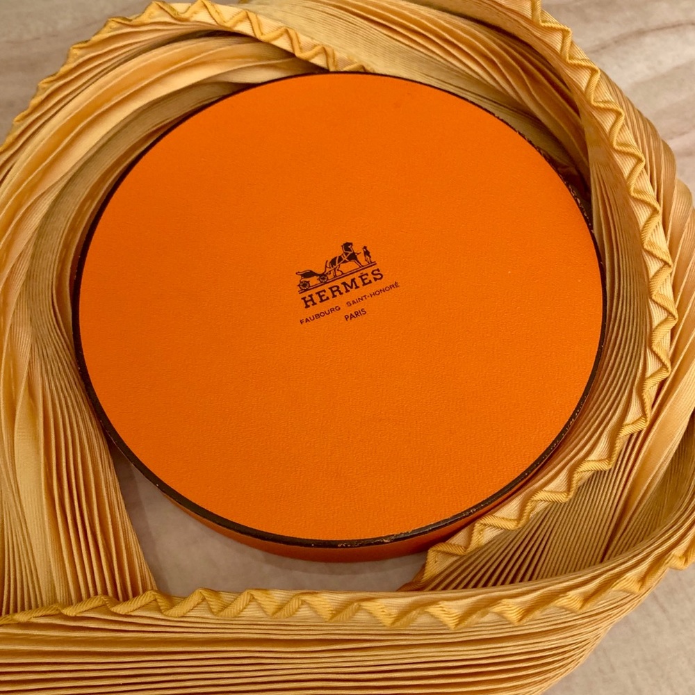Hermès Pleated Silk Scarf. Never Worn!